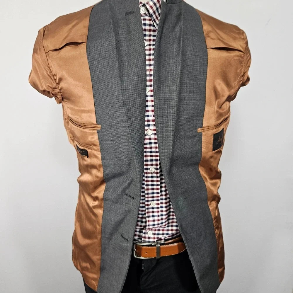 JOS A BANK Metropolitan Men's Sport Coat Blazer Two‎ Button Gray Slim Fit 38R